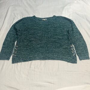 It’s Our Time Grommet Knit Green White Sweater XL***$8 FINAL SALE****